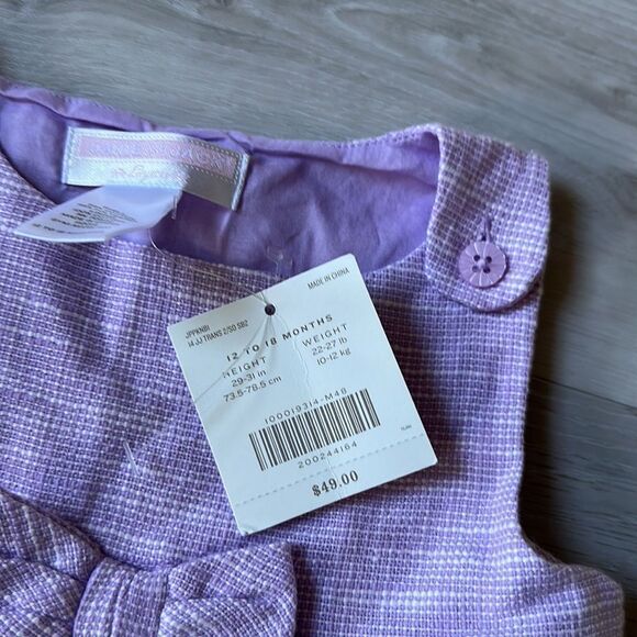 Janie and Jack Girls Lavender Bow‎ Dress 12-18 Months NWT - Picture 4 of 5